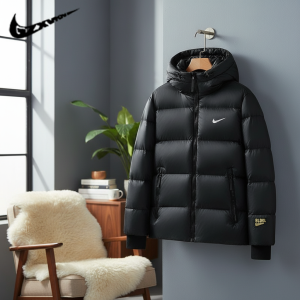 Nike Black Puffer Hooded Winter Jacket