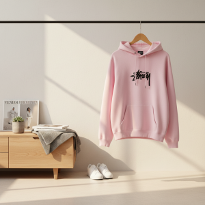 Stussy Pink Logo Pullover Hoodie Sweater