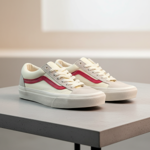 Vans Old Skool Cream Red Skate Shoes