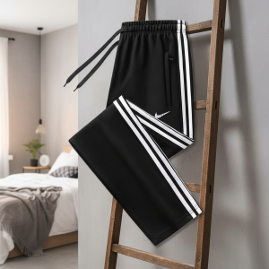 Nike Black Striped Casual Sports Pants