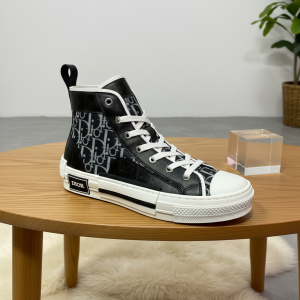 Dior High Top Canvas Sneakers Black White Shoes