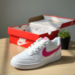 Nike White Pink Swoosh Casual Sneaker Shoes