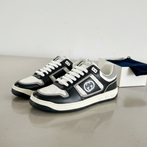 Gucci Men Classic Black White Leather Sneakers Shoes