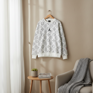 Nike Pattern Print White Casual Sweatshirt