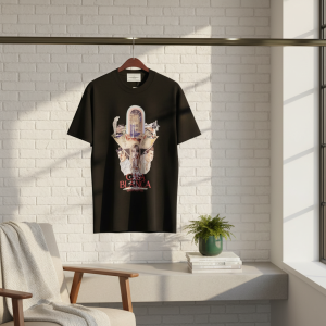 Casablanca Graphic Print Black Cotton T-Shirt for Men