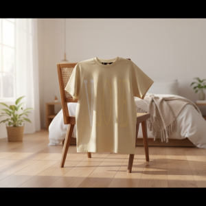 Vlone Beige Oversized Streetwear Graphic T-Shirt