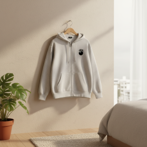 Stussy 8 Ball Graphic Gray Zip Up Hoodie