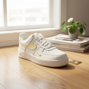 Nike Air Force 1 White Yellow Leather Sneakers