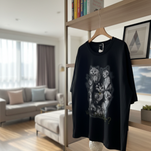 WE11DONE Black Cat Graphic Oversized T-Shirt