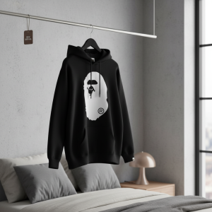 A Bathing Ape Black Logo Print Hoodie
