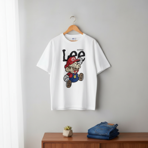 Lee MITOO Cartoon Graphic White Cotton T-Shirt