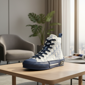 Dior High Top Blue Logo Sneaker Shoes