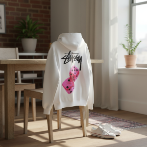 Stussy Dice Graphic White Hoodie Sweater