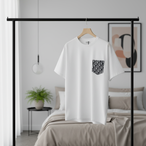 Dior White Cotton T-Shirt with Logo Pocket