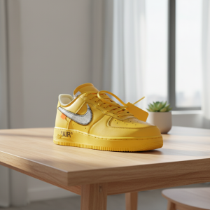 Nike Air Force 1 Yellow Silver Swoosh Sneakers