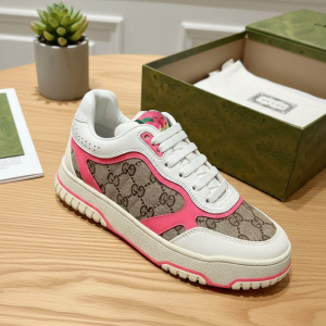 Gucci Women’s Pink Beige Monogram Casual Sneakers Shoes
