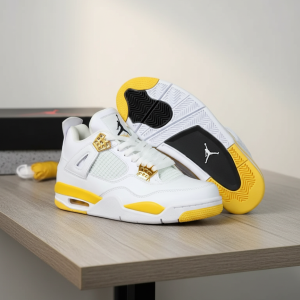 Nike Air Jordan 4 White Yellow Sneakers