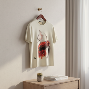 Gucci Cat Print Short Sleeve Cotton T-Shirt