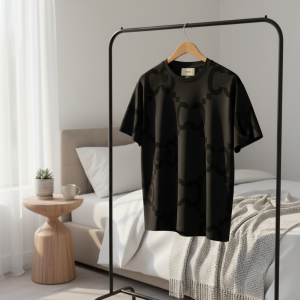 Gucci Black Logo Pattern Cotton T-Shirt