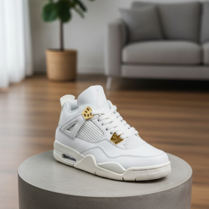 Nike White Gold Basketball Sneakers Air Cushion Shoes