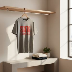 Essentials Sixers Gray Cotton Casual T-Shirt
