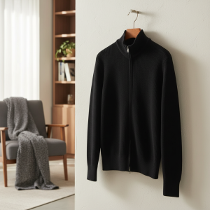 Maison Margiela Black Zip Knit Sweater