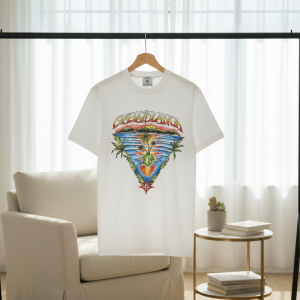Casablanca Sunset Island Print White T-Shirt