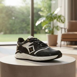 Men’s Black White Lightweight Running Sneakers