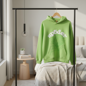 Sp5der Green Spider Web Print Pullover Hoodie