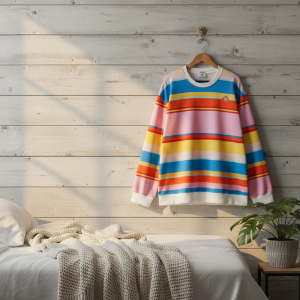 Colorful Striped Crewneck Sweatshirt Casual Pullover Top