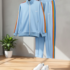 Palm Angels Light Blue Rainbow Tracksuit