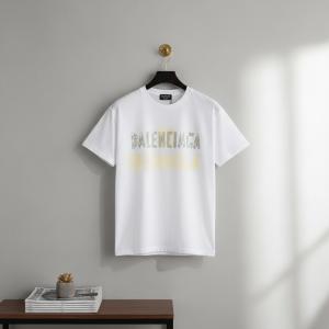 Balenciaga Logo Print White Cotton T Shirt