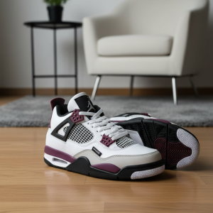 Nike Air Retro 4 White Burgundy Sneakers