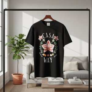 CASA WAY Floral Graphic Black T-Shirt