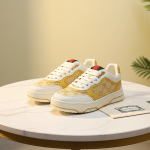 Gucci Yellow Canvas Leather Sneakers Shoes