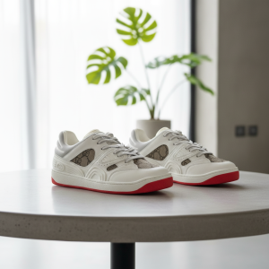 Gucci Vintage White Sneakers with Red Sole