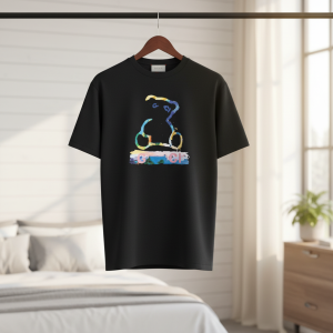 Gucci Bear Print Black Cotton T-Shirt