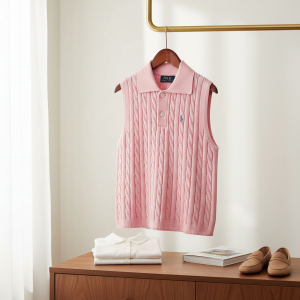 Ralph Lauren Pink Knit Sleeveless Polo Top