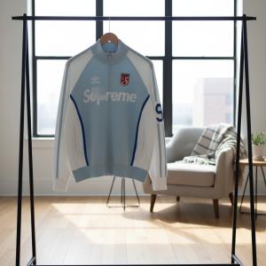 Supreme Blue White Zip Up Sports Jacket