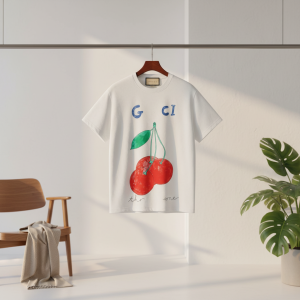 Gucci Cherry Print White Cotton T-Shirt