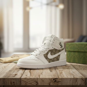 Gucci High Top White Leather Sneakers