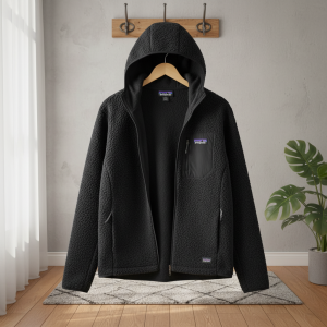 Patagonia Men's Black Full Zip Hooded Fleece Jacket