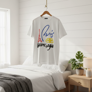 Balenciaga Paris Logo Print White T-Shirt