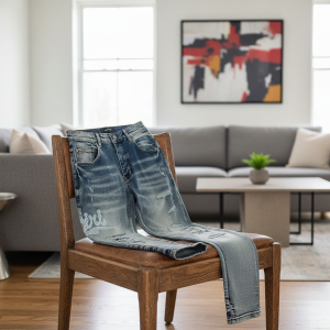 Amiri Distressed Slim Fit Light Wash Jeans