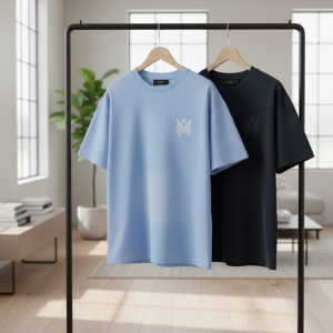 Amiri Logo Print Casual Unisex Cotton T-Shirts