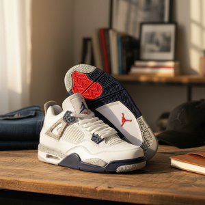 Nike Air Retro 4 White Blue Basketball Shoes
