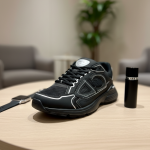 Dior B30 Black Mesh Leather Running Sneakers