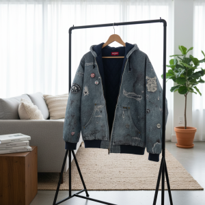 Nike Denim Patchwork Casual Hooded Jacket