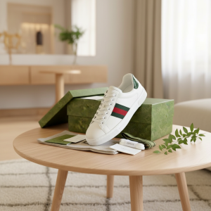 Gucci Ace White Leather Sneakers Green Red Stripe Shoes