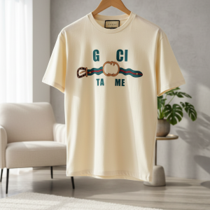 Gucci Belt Print Cotton Casual T-Shirt for Men